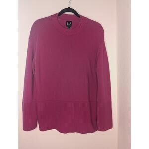 Gap Chunky Ribbed Pink Cozy Cottagecore Sweater Slits Sz M